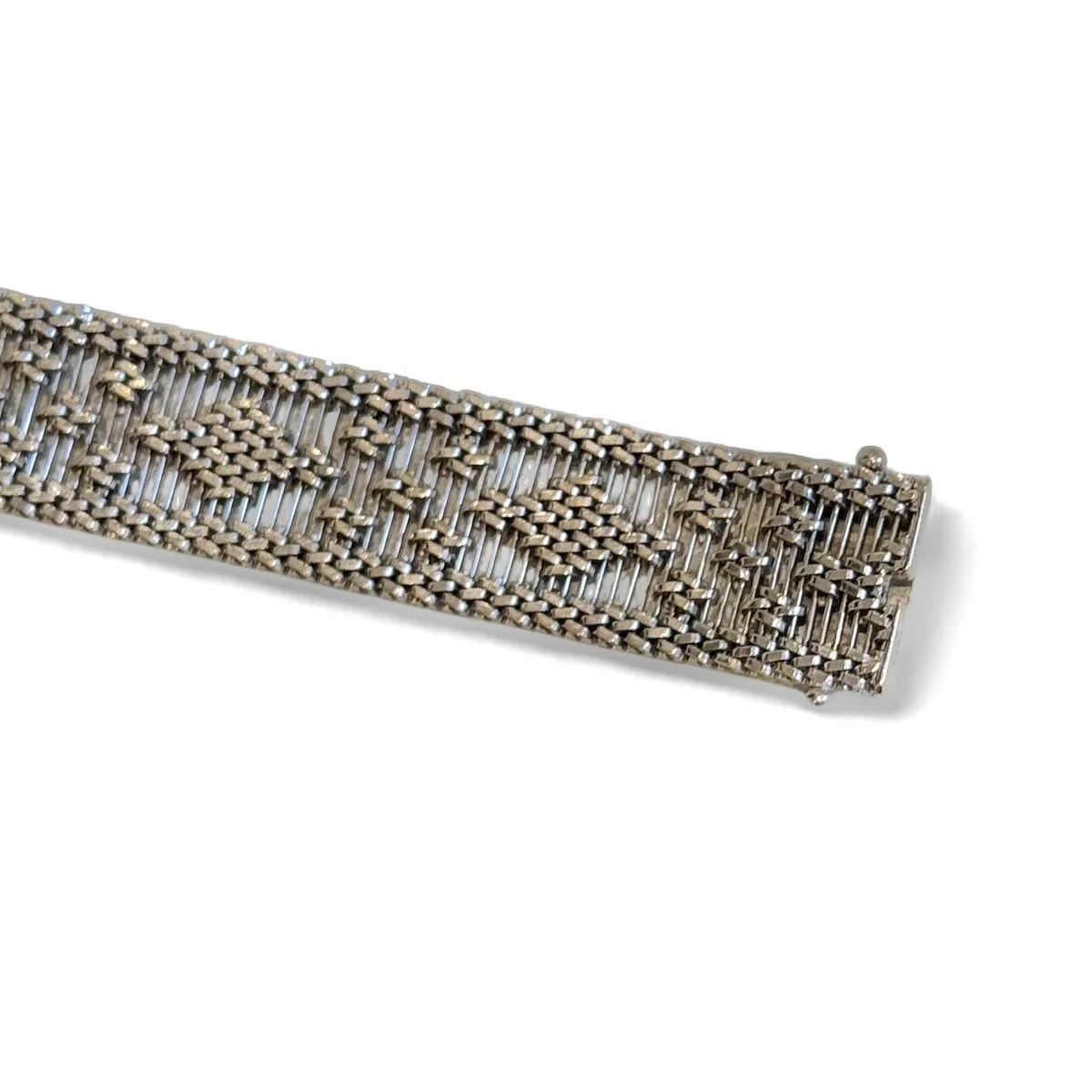 Bracelet manchette tissé en or blanc - Image 3