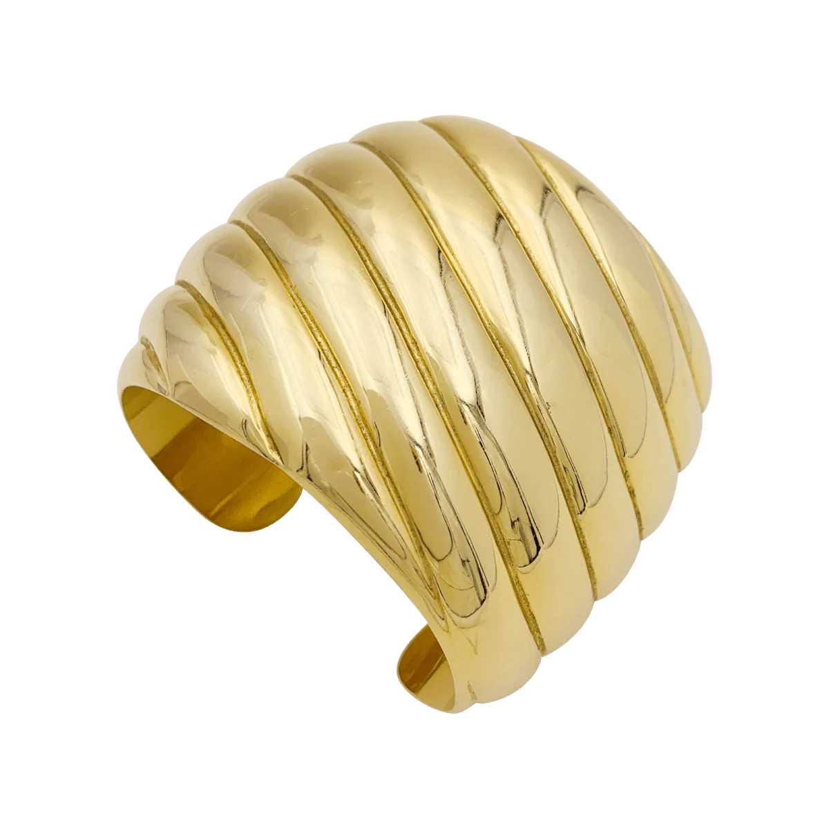 Bracelet manchette en or jaune. - Image 3