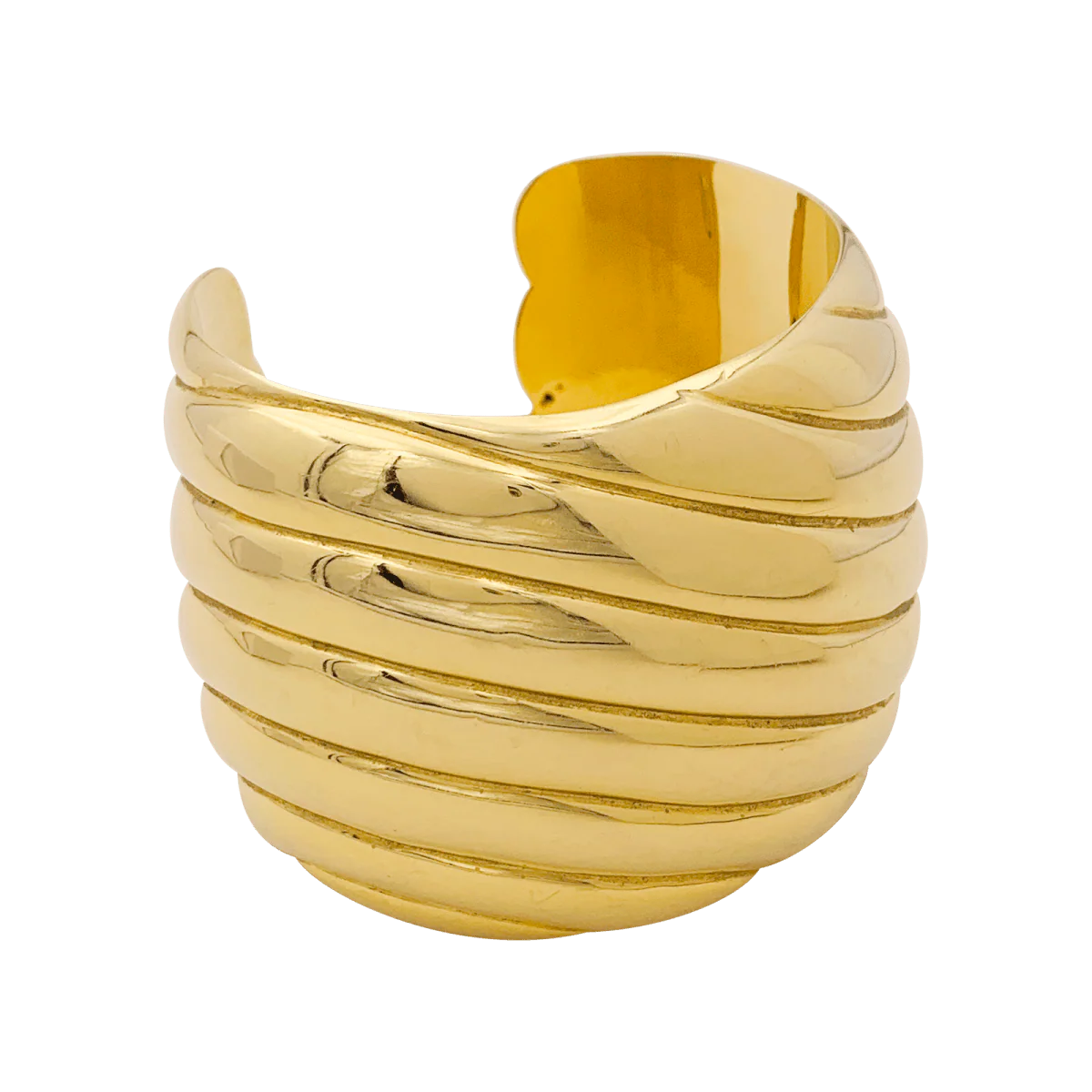 Bracelet manchette en or jaune. - Image 4