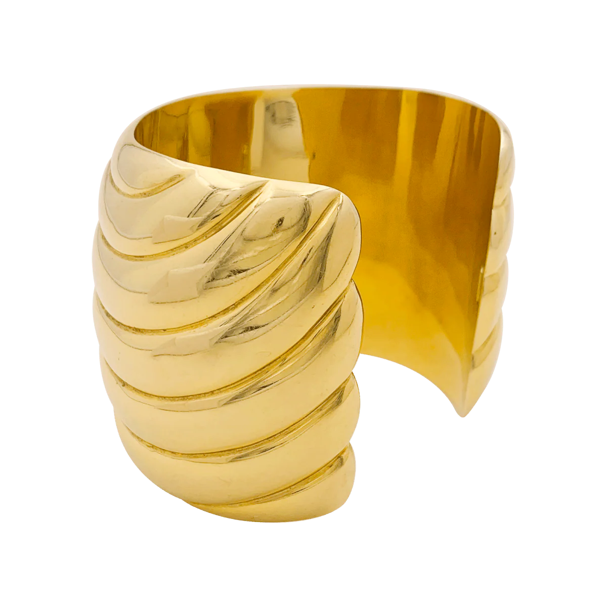Bracelet manchette en or jaune. - Image 5