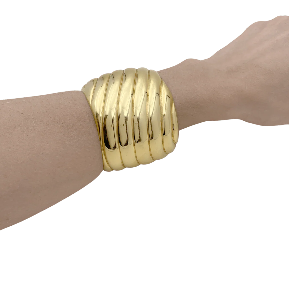 Bracelet manchette en or jaune. - Image 6