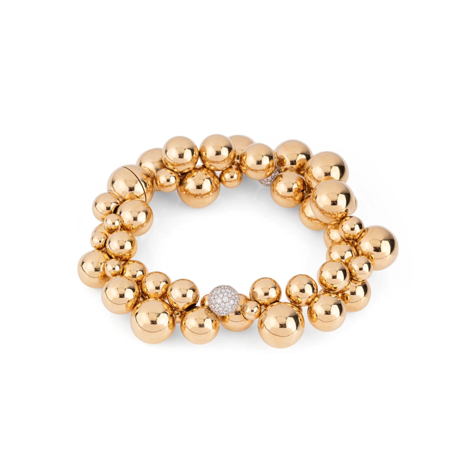 Bracelet Souple MARINA B "Atomo" en or jaune et diamants
