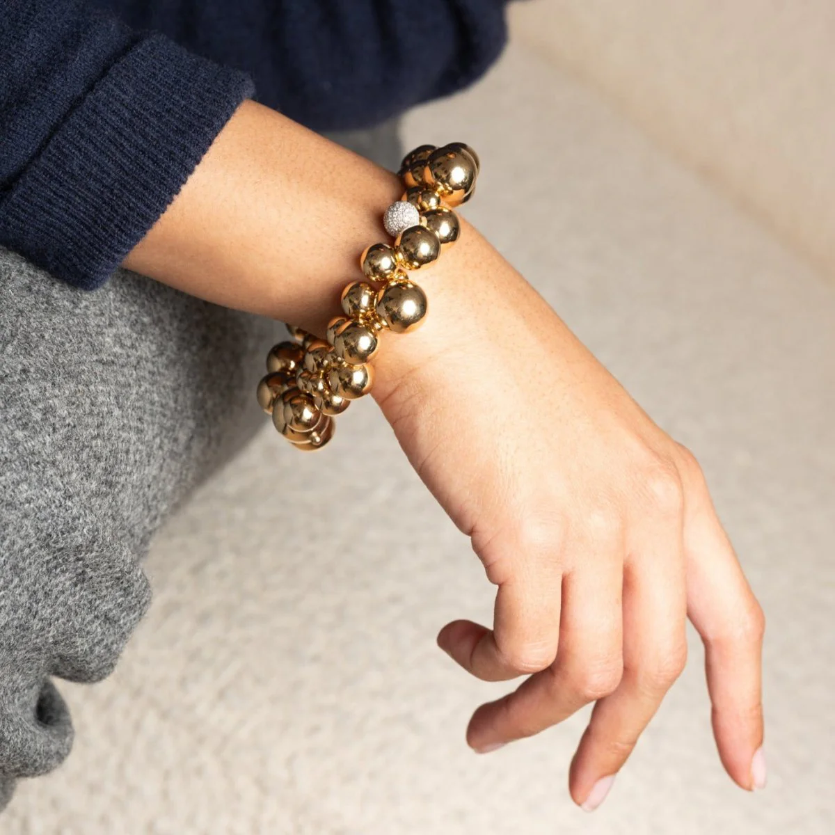 Bracelet Souple MARINA B "Atomo" en or jaune et diamants - Image 2