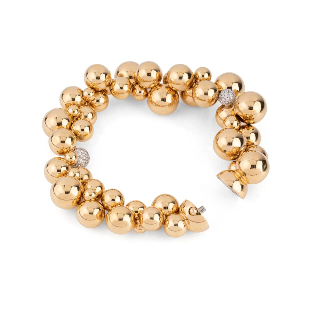 Bracelet Souple MARINA B "Atomo" en or jaune et diamants - Image 5