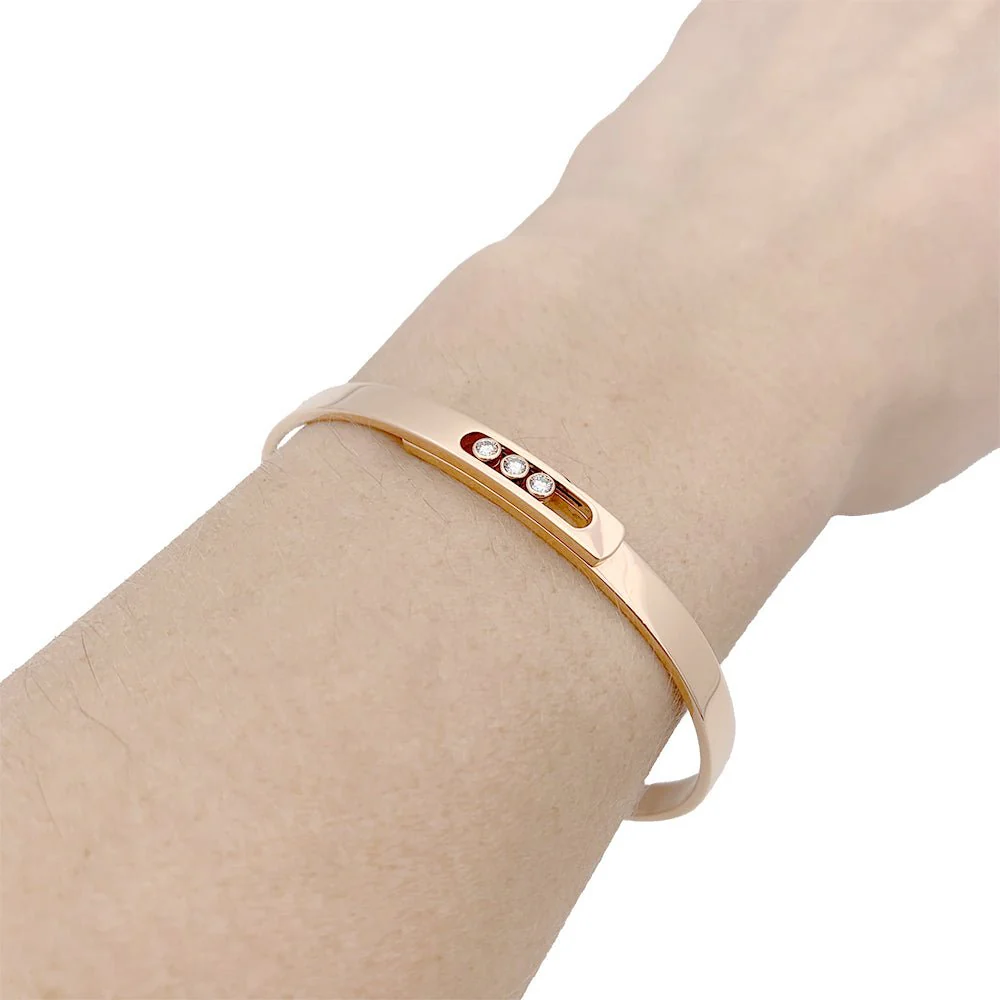 Bracelet Messika, "Bangle Move Noa", or rose et diamants. - Image 2
