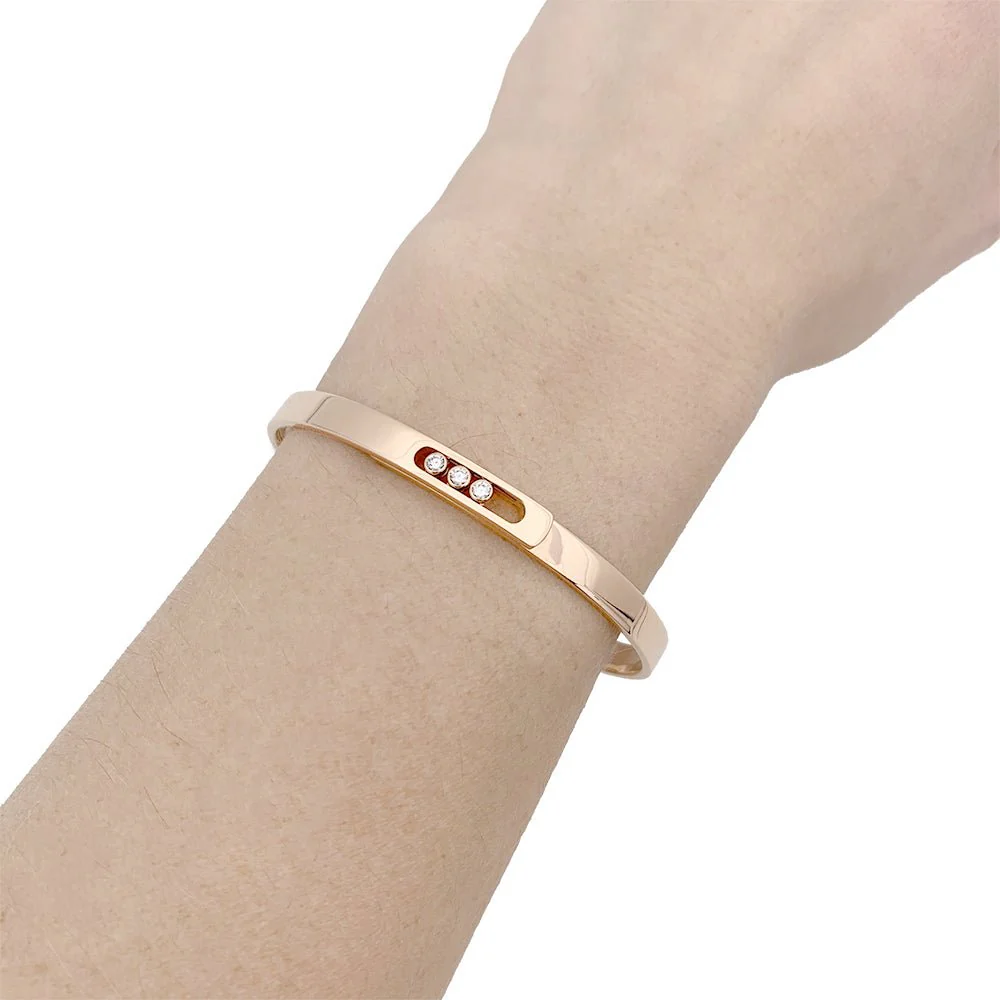 Bracelet Messika, "Bangle Move Noa", or rose et diamants. - Image 3