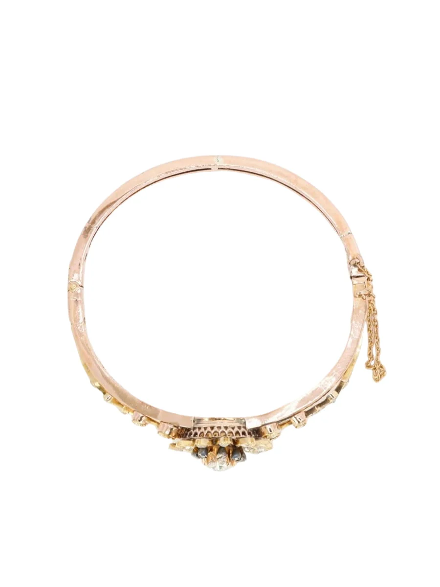 Bracelet Napoléon III fleur mobile or rose diamants taille ancienne - Image 10