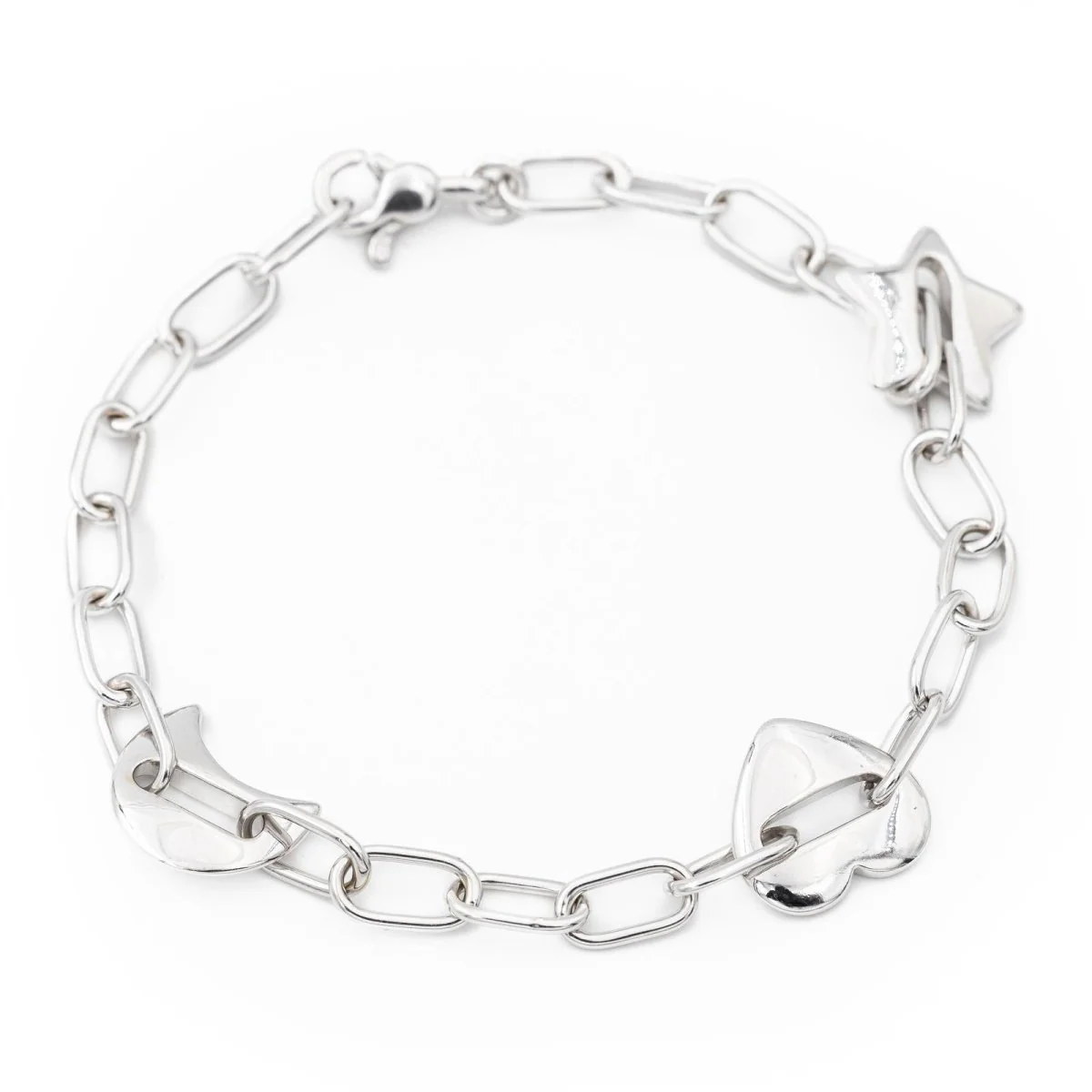 Bracelet Maille forçat à motifs en or blanc