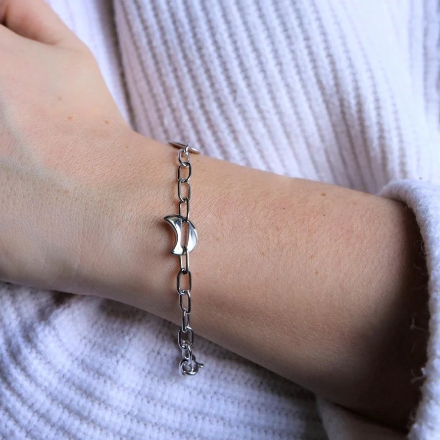 Bracelet Maille forçat à motifs en or blanc - Image 2