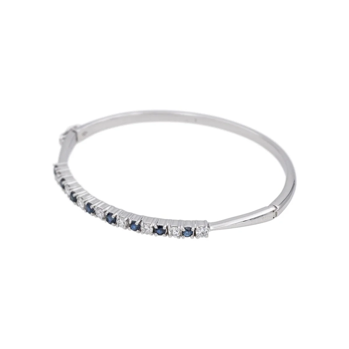 Bracelet Jonc en or blanc, saphirs et diamants - Image 3