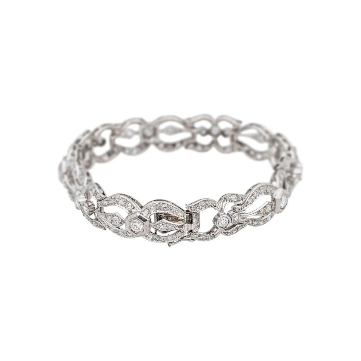 Bracelet Maille en or blanc, platine et diamants - Image 3