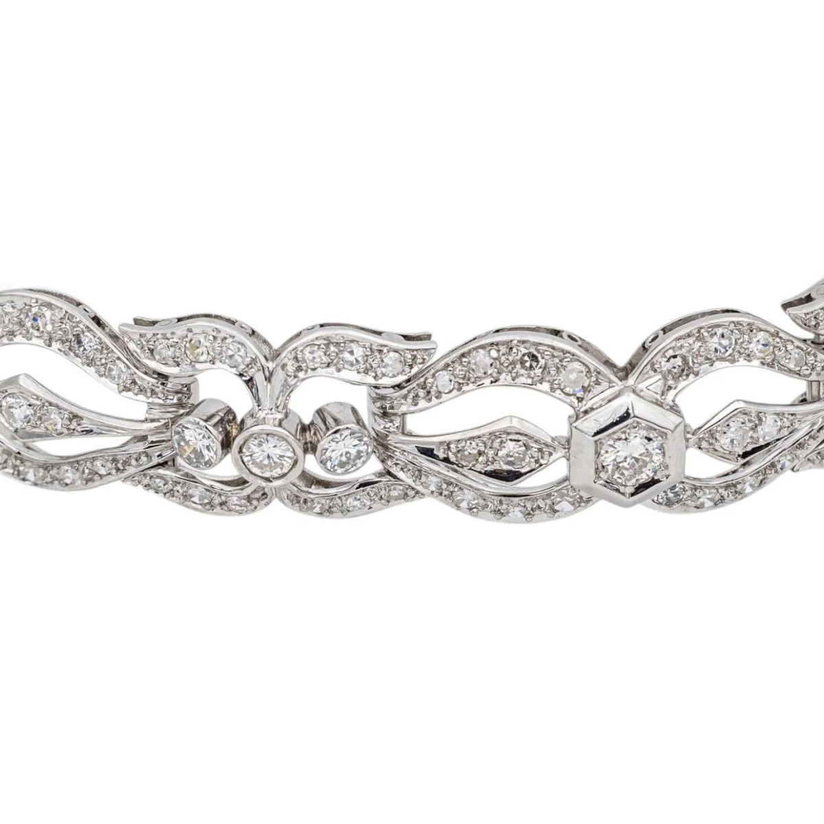 Bracelet Maille en or blanc, platine et diamants - Image 5