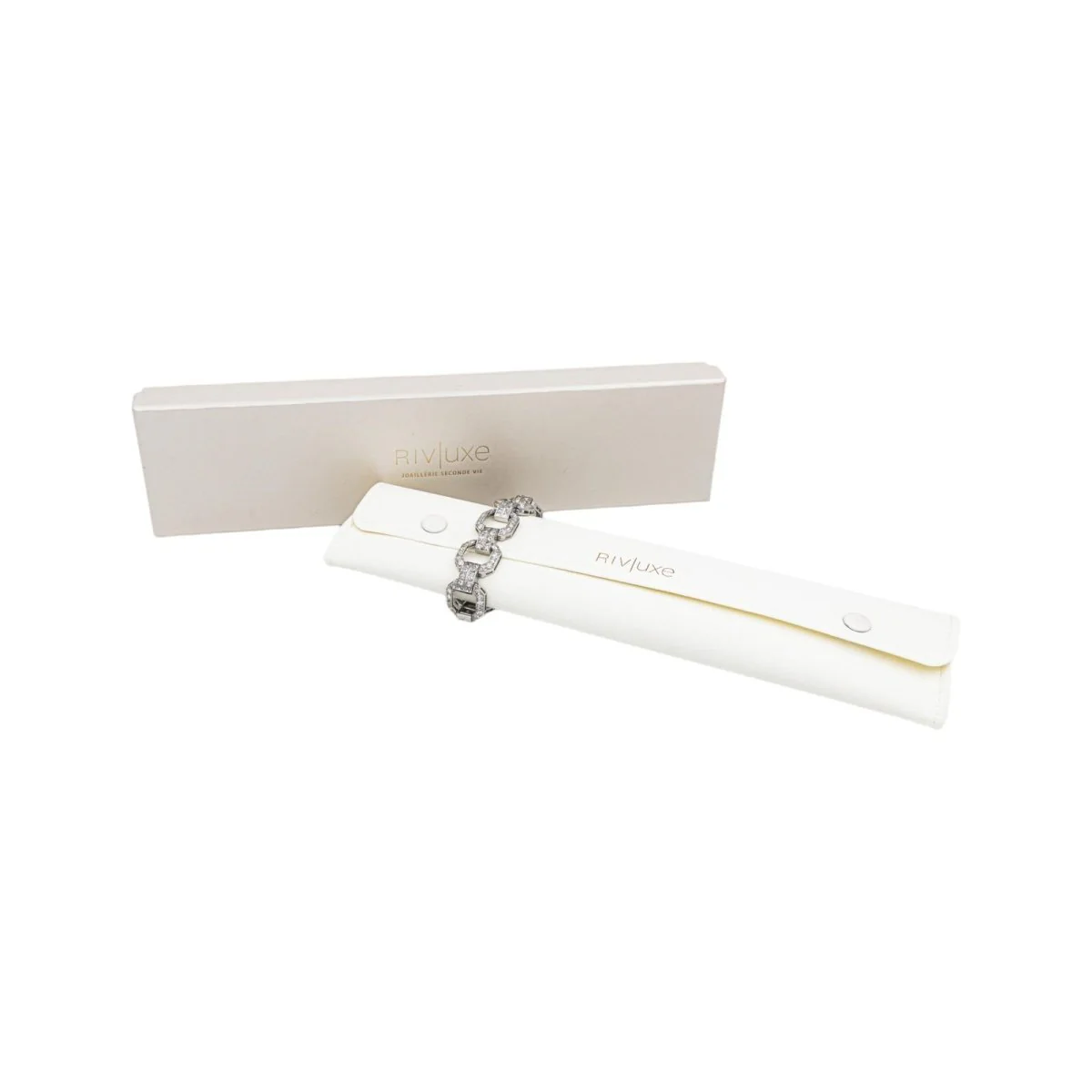 Bracelet Maille en or blanc, platine et diamants - Image 8