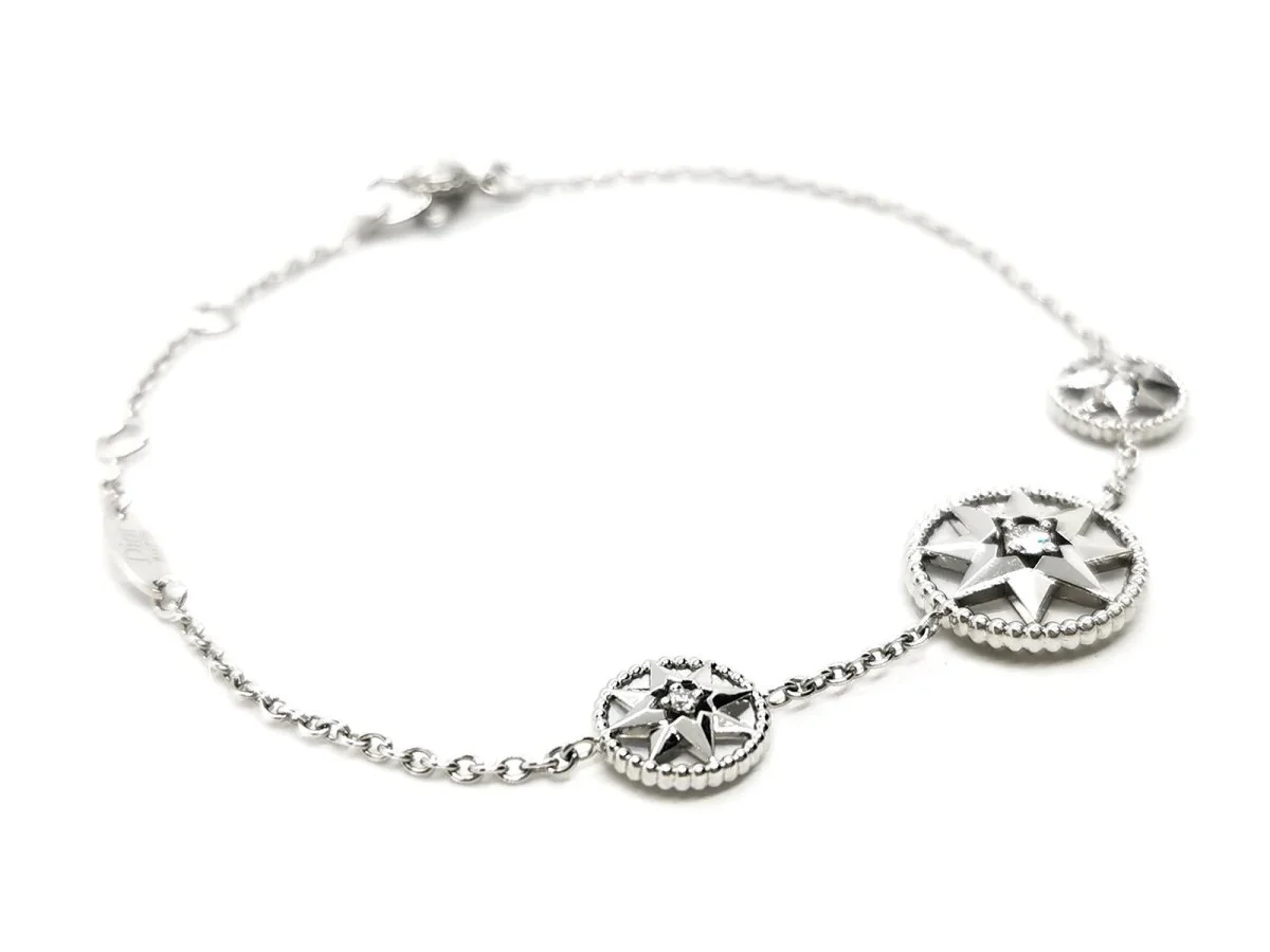 Bracelet DIOR "Rose des vents", or blanc, nacre et diamant - Image 5