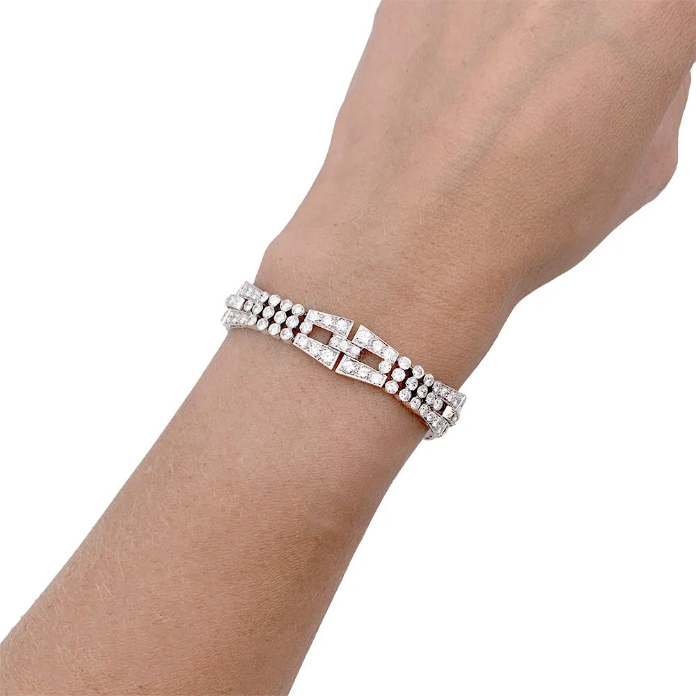 Bracelet Art déco en or blanc et diamants - Image 5