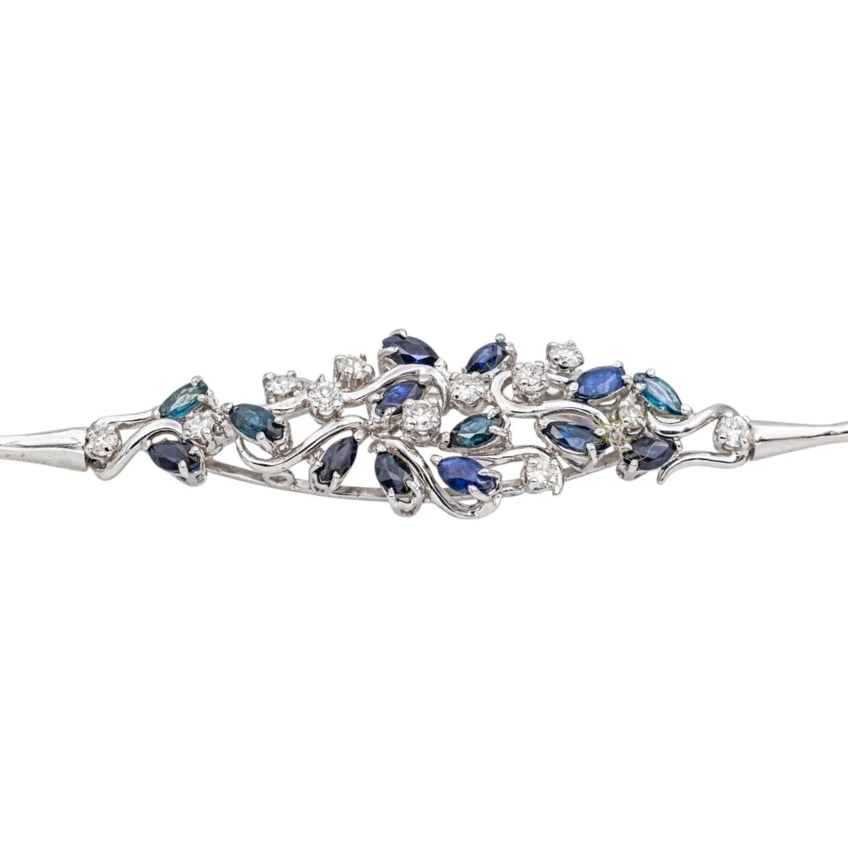 Bracelet en or blanc, saphirs et diamants - Image 3