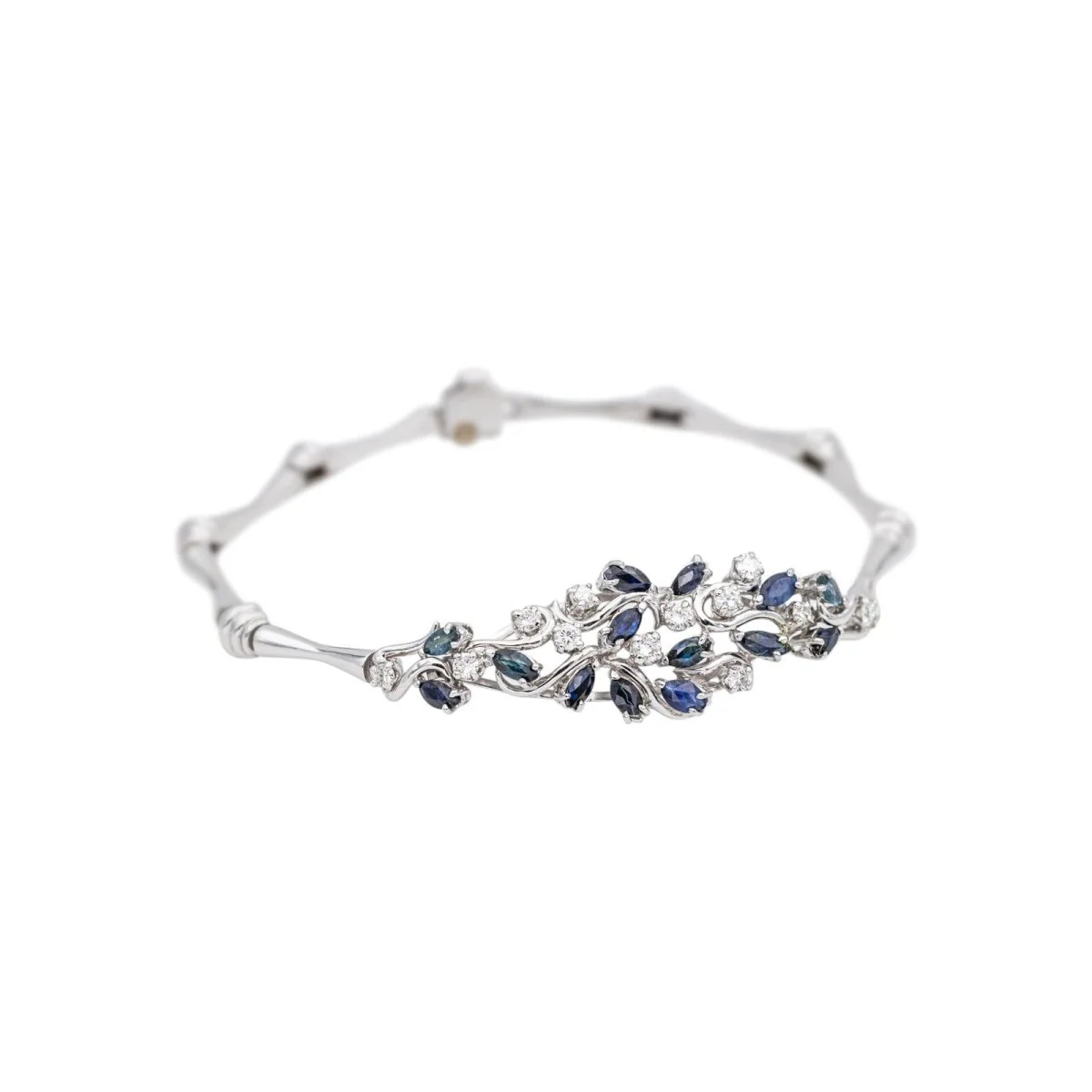 Bracelet en or blanc, saphirs et diamants - Image 4