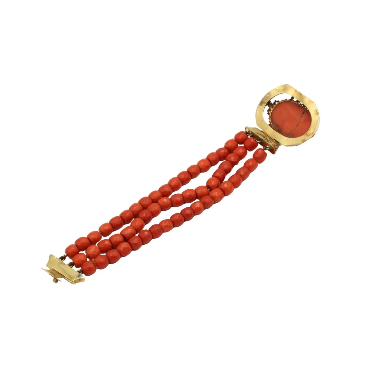 Bracelet en or jaune, camée et corail - Image 5