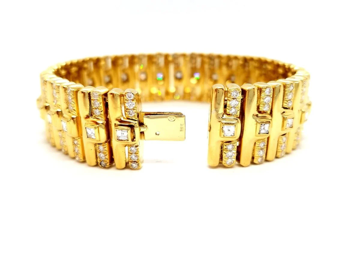 Bracelet Manchette en or jaune et en diamants - Image 11