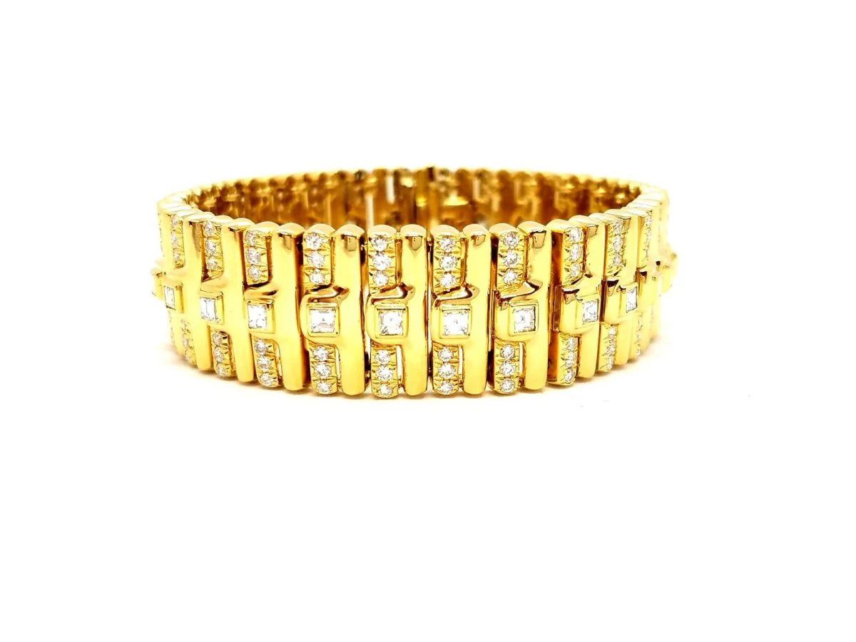 Bracelet Manchette en or jaune et en diamants - Image 12