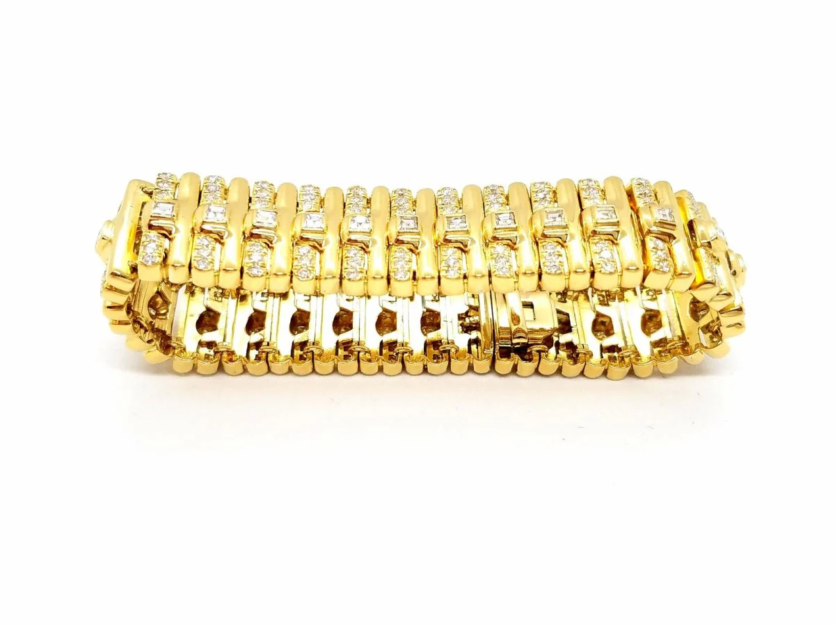 Bracelet Manchette en or jaune et en diamants - Image 4