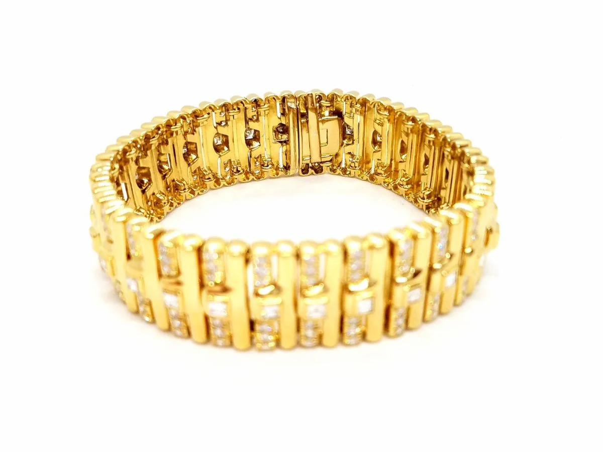 Bracelet Manchette en or jaune et en diamants - Image 5