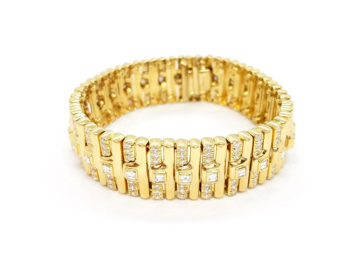 Bracelet Manchette en or jaune et en diamants - Image 6