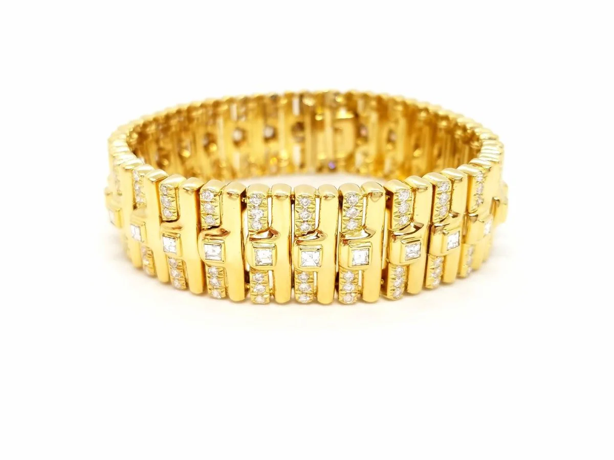 Bracelet Manchette en or jaune et en diamants - Image 8