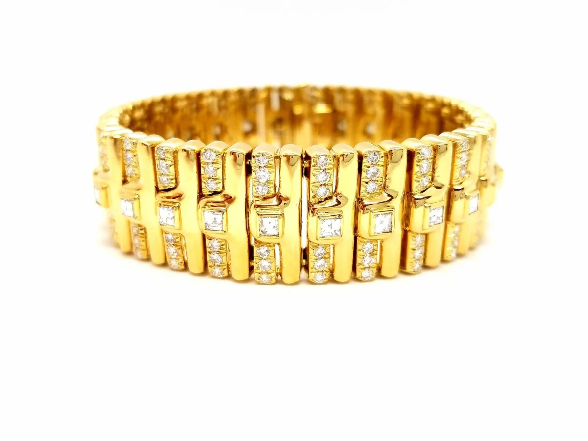 Bracelet Manchette en or jaune et en diamants - Image 9