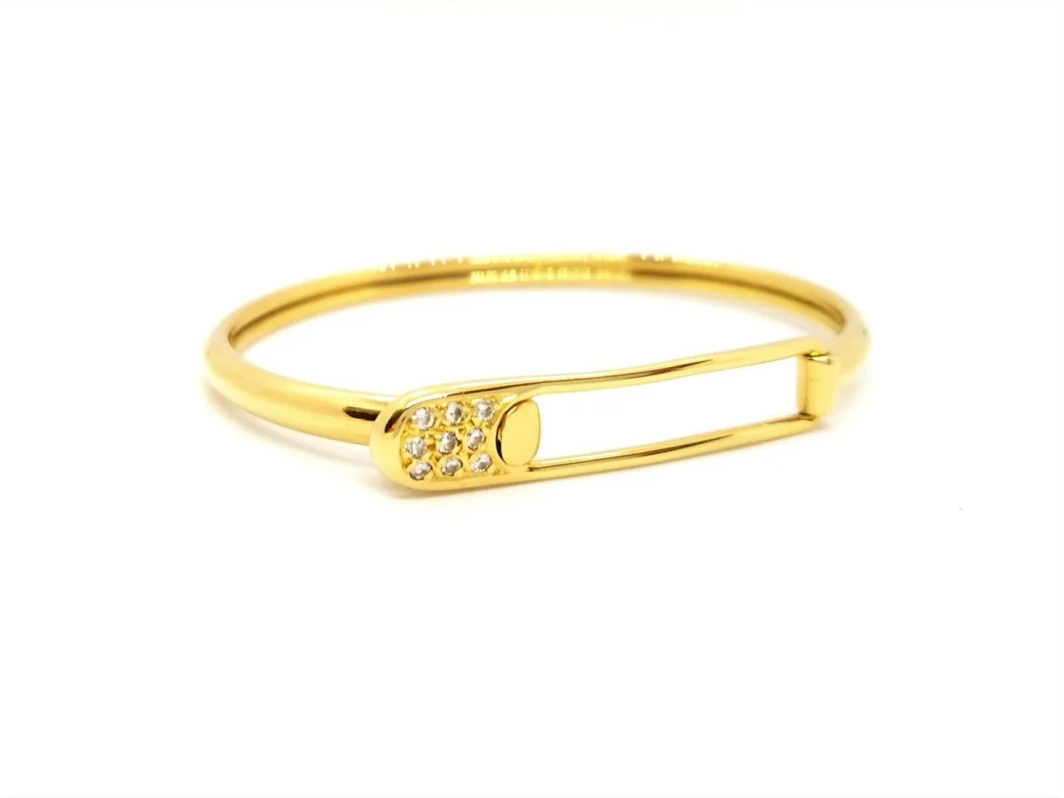 Bracelet Jonc épingle en or jaune et diamant - Image 12