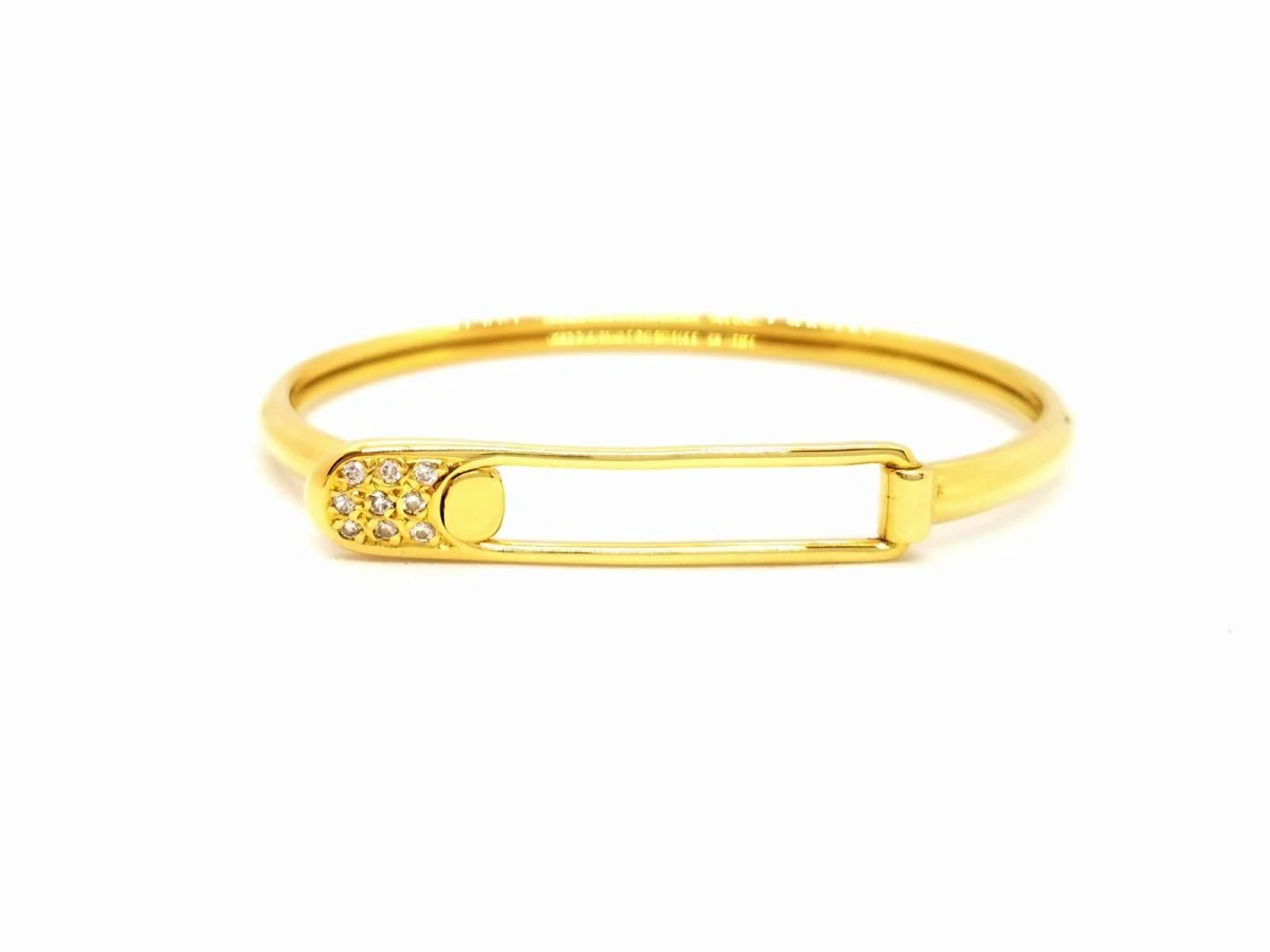 Bracelet Jonc épingle en or jaune et diamant - Image 13