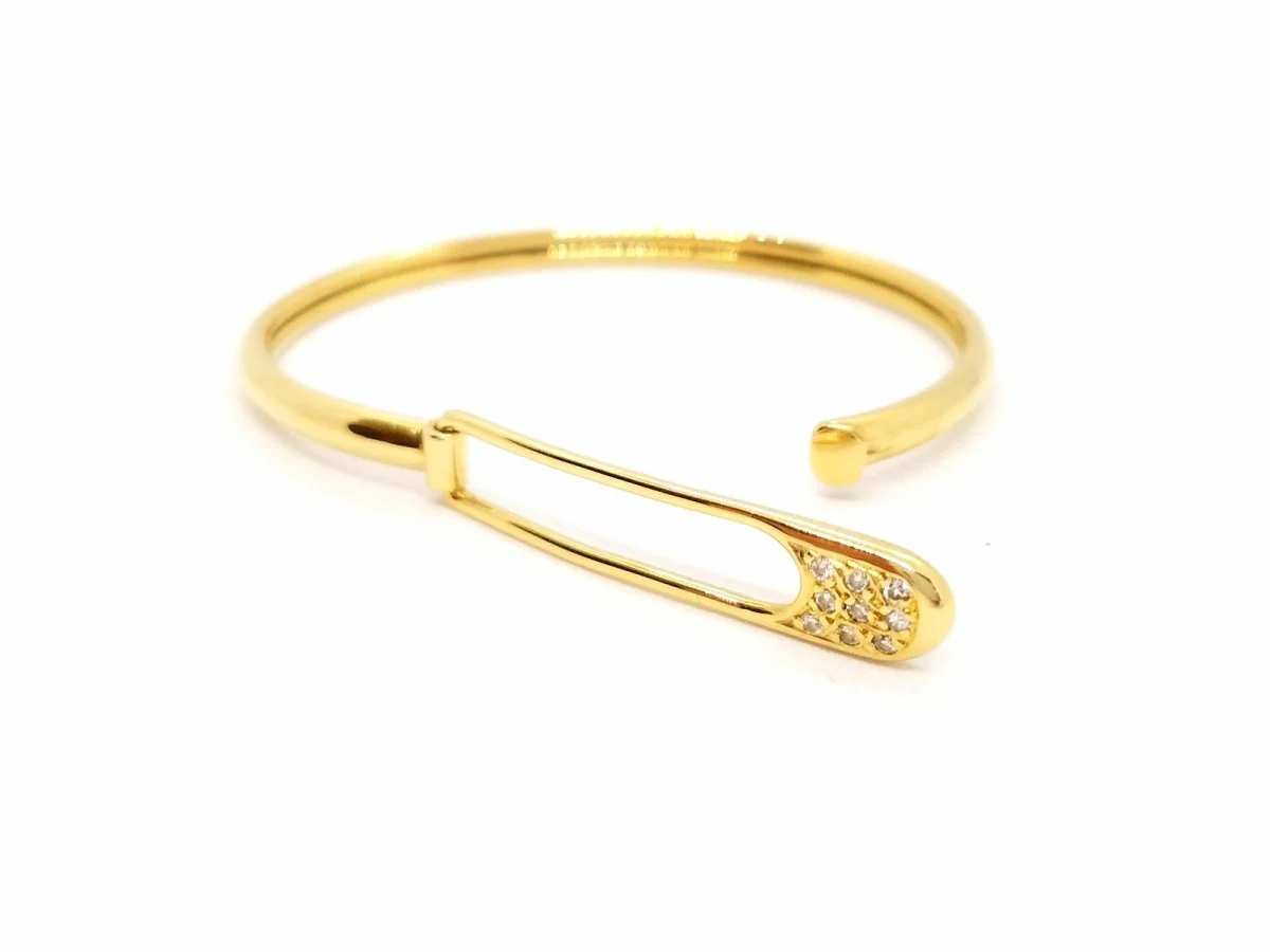 Bracelet Jonc épingle en or jaune et diamant - Image 3
