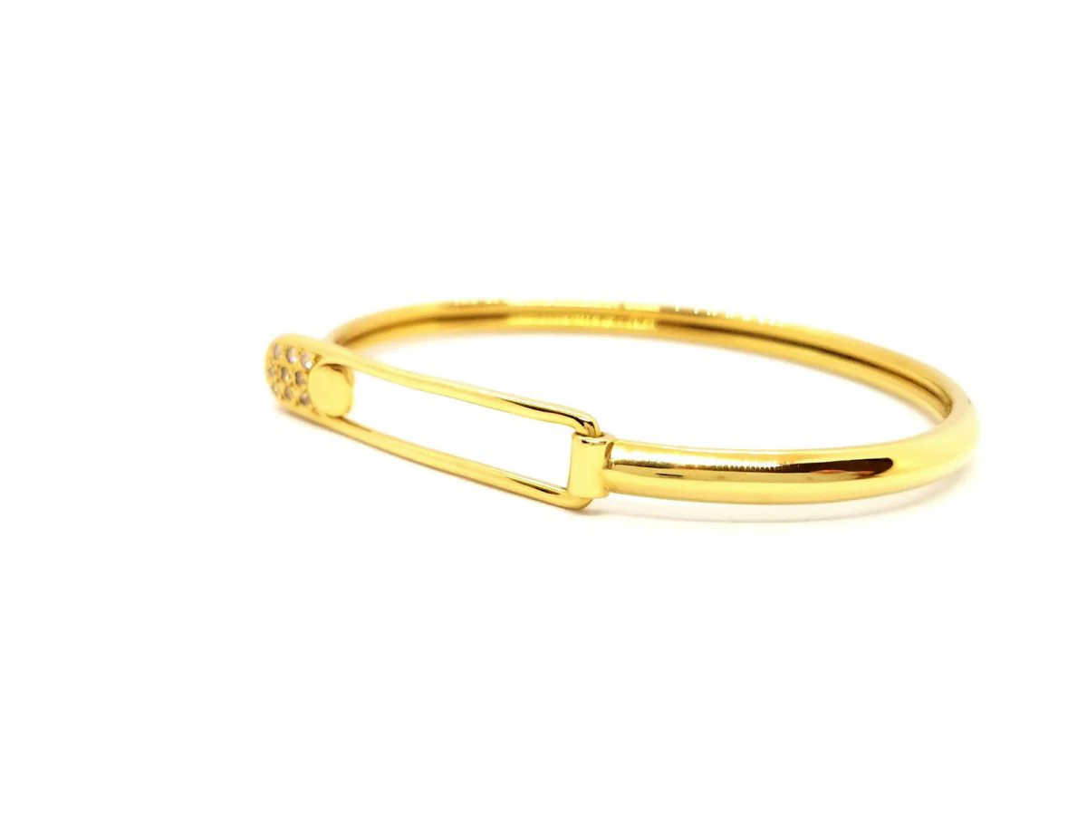 Bracelet Jonc épingle en or jaune et diamant - Image 7