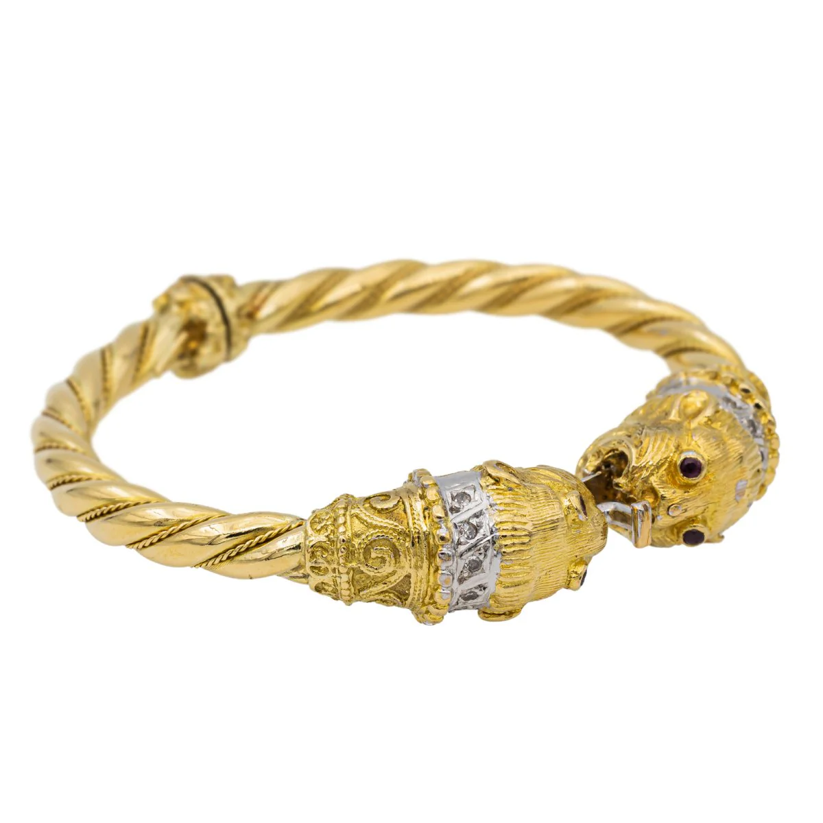 Bracelet Jonc Lions en or jaune et diamants - Image 5