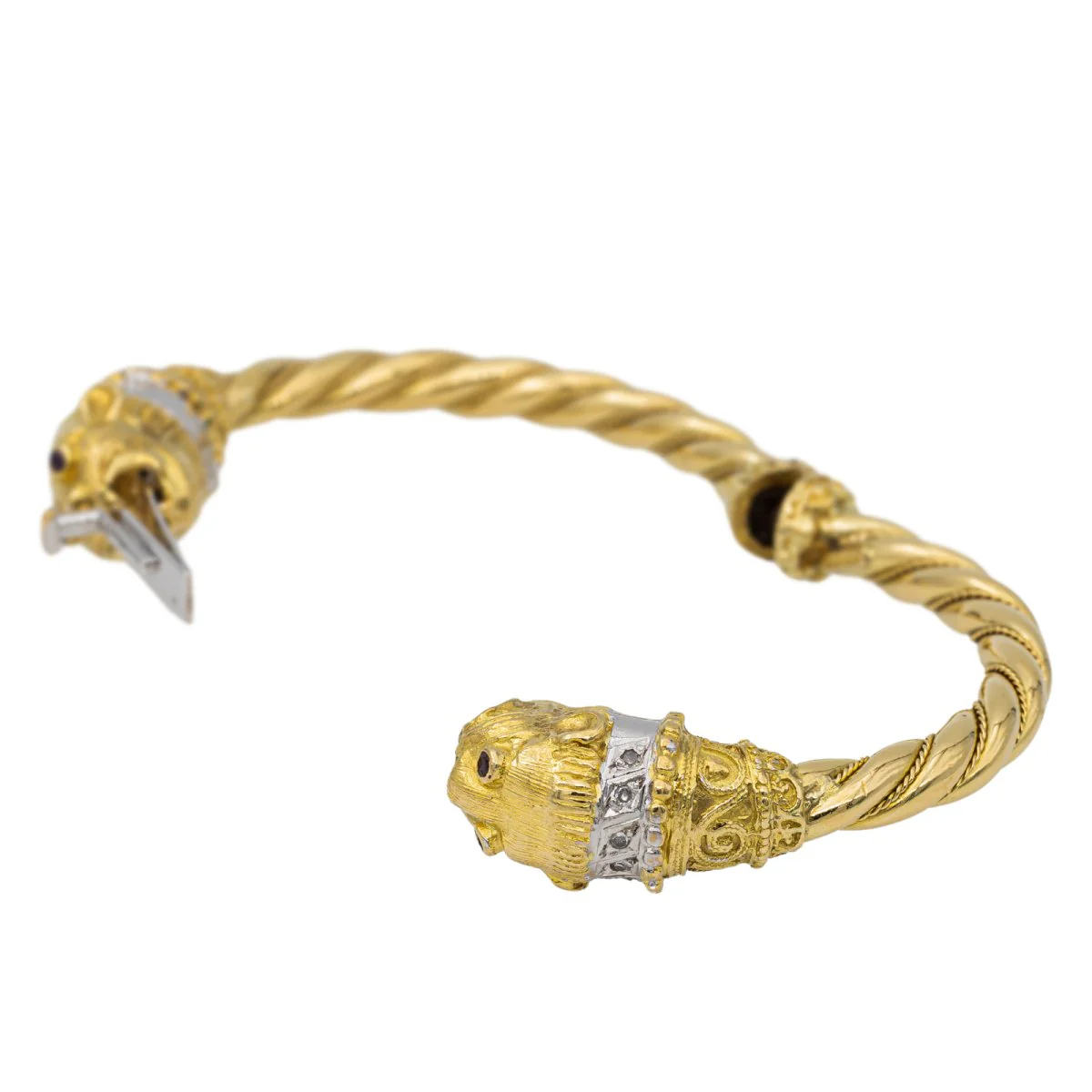 Bracelet Jonc Lions en or jaune et diamants - Image 6