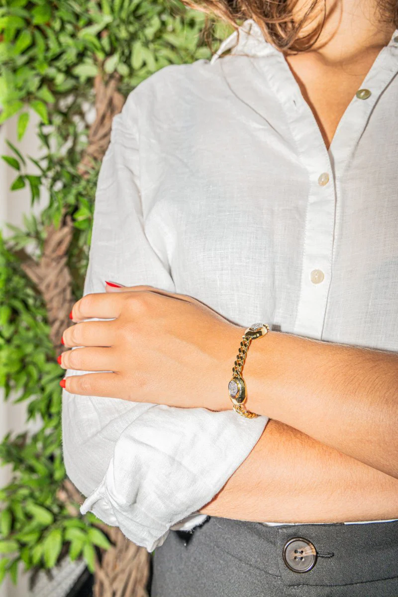 Bracelet en or jaune et diamant - Image 2