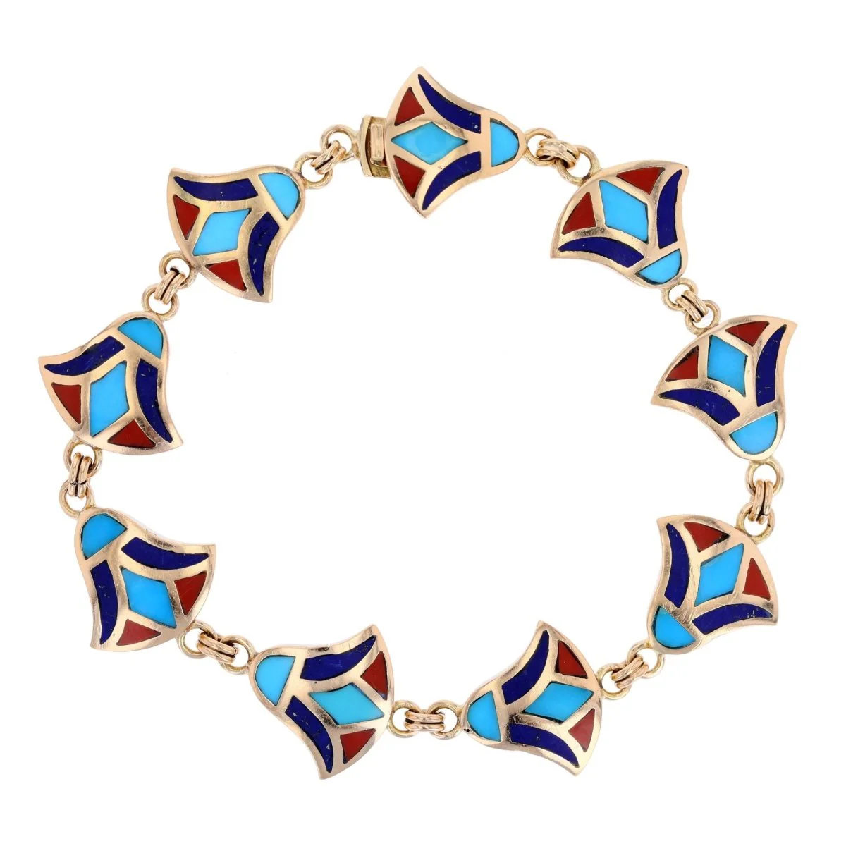 Bracelet Maille en or jaune et émail