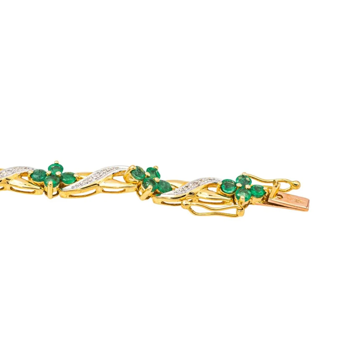 Bracelet Ligne en or jaune, or blanc, émeraudes et diamants - Image 7