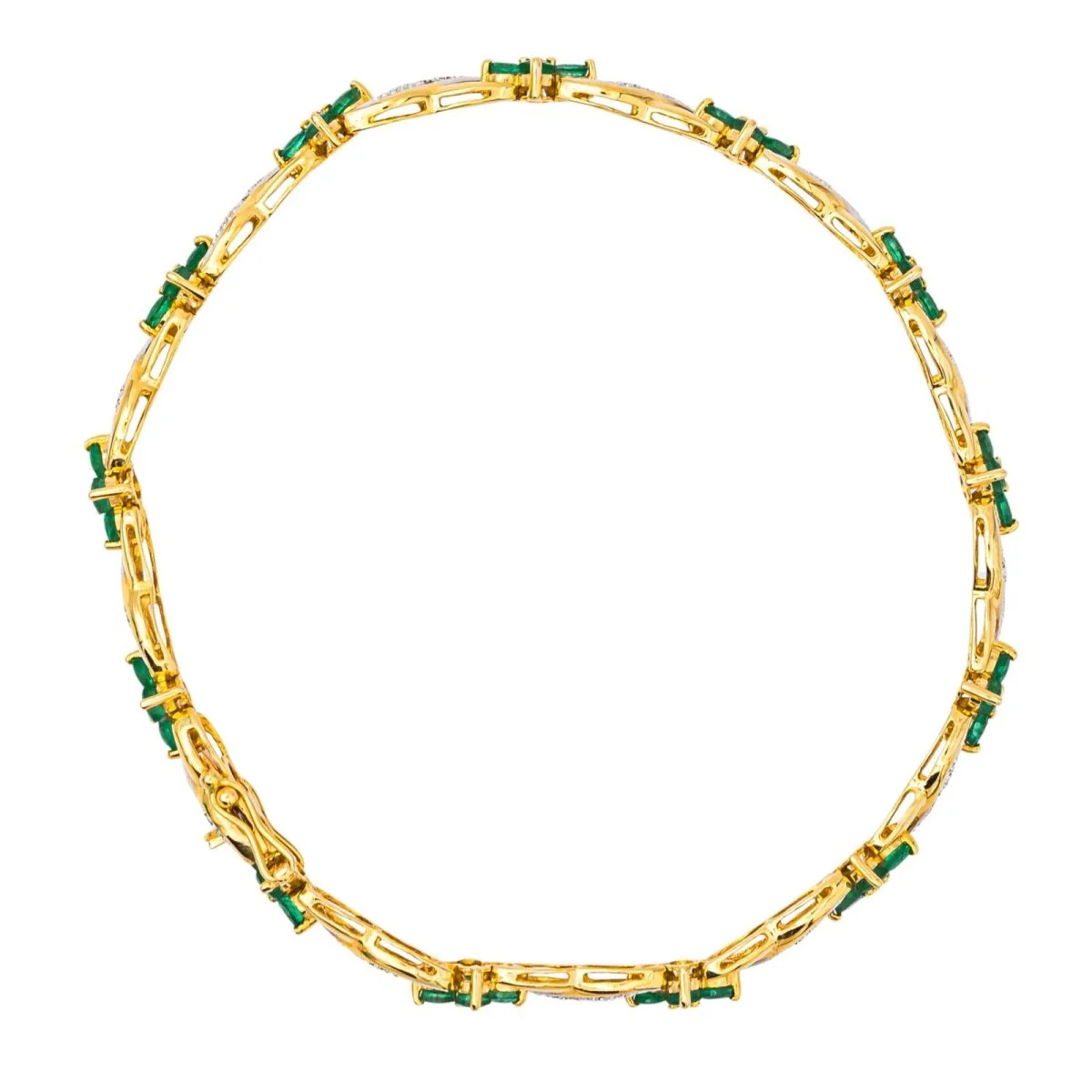Bracelet Ligne en or jaune, or blanc, émeraudes et diamants - Image 8