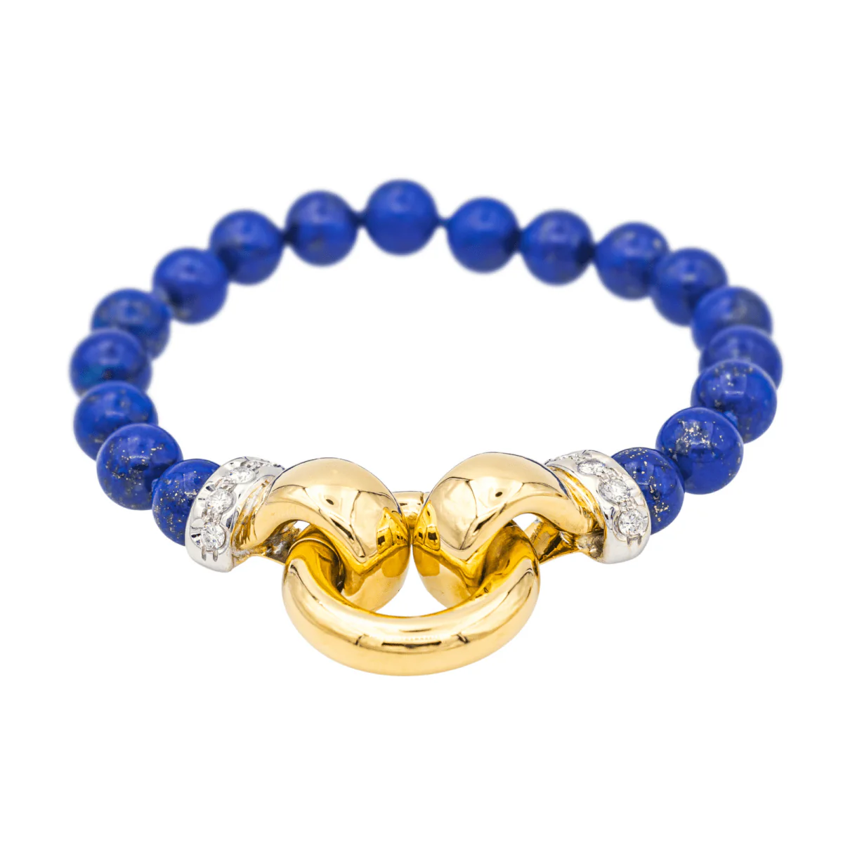 Bracelet Souple en or jaune, or blanc, lapis-lazuli et diamants