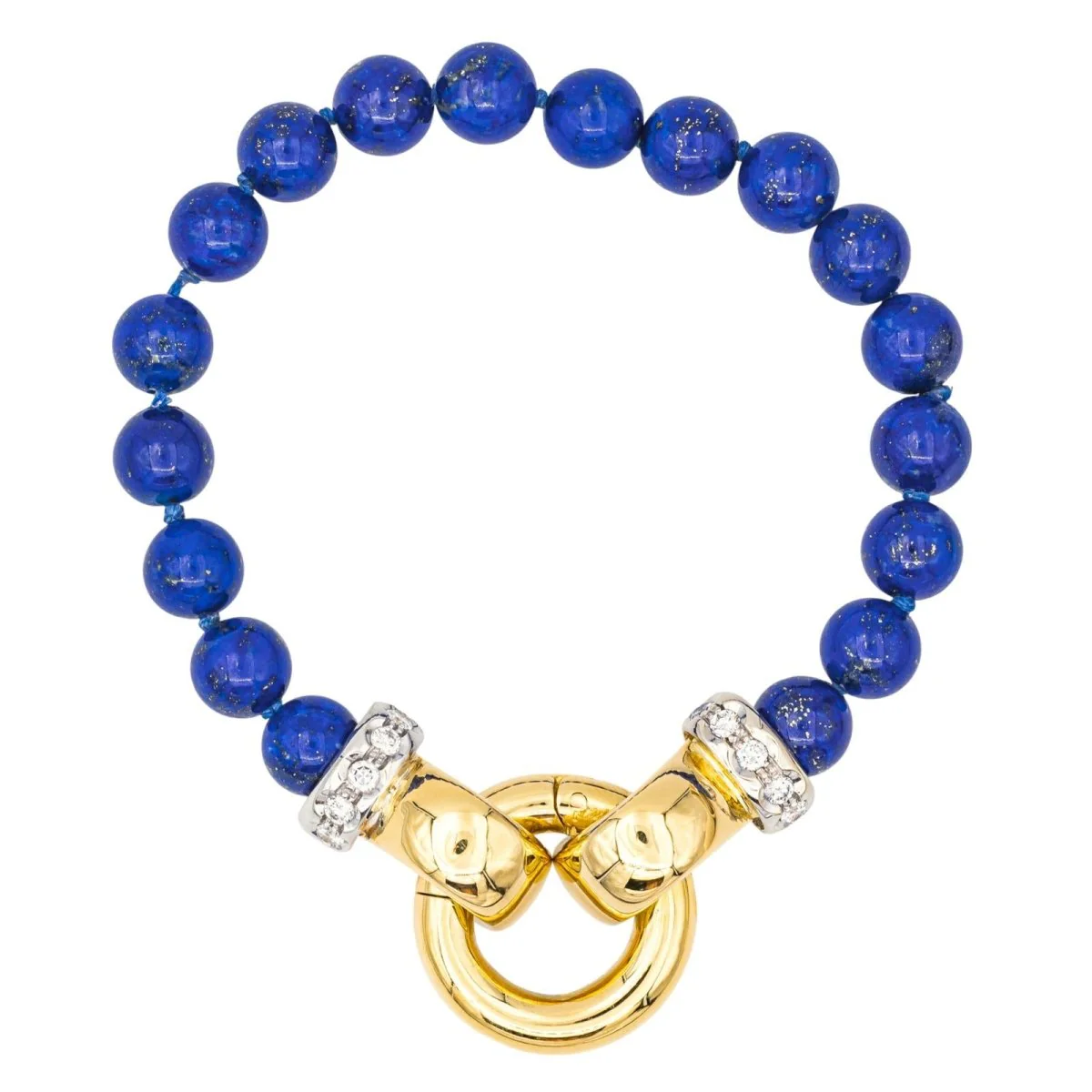 Bracelet Souple en or jaune, or blanc, lapis-lazuli et diamants - Image 3