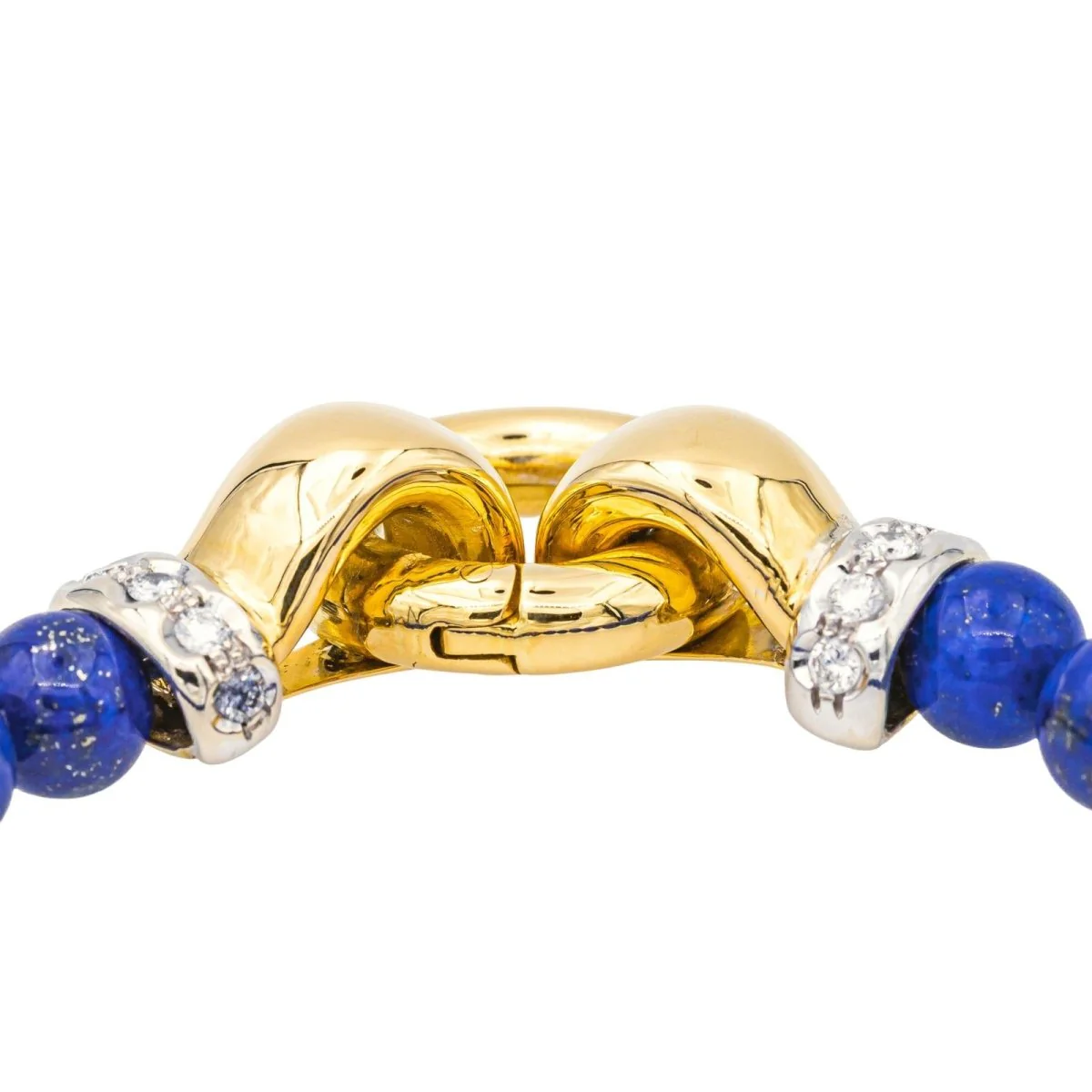 Bracelet Souple en or jaune, or blanc, lapis-lazuli et diamants - Image 4