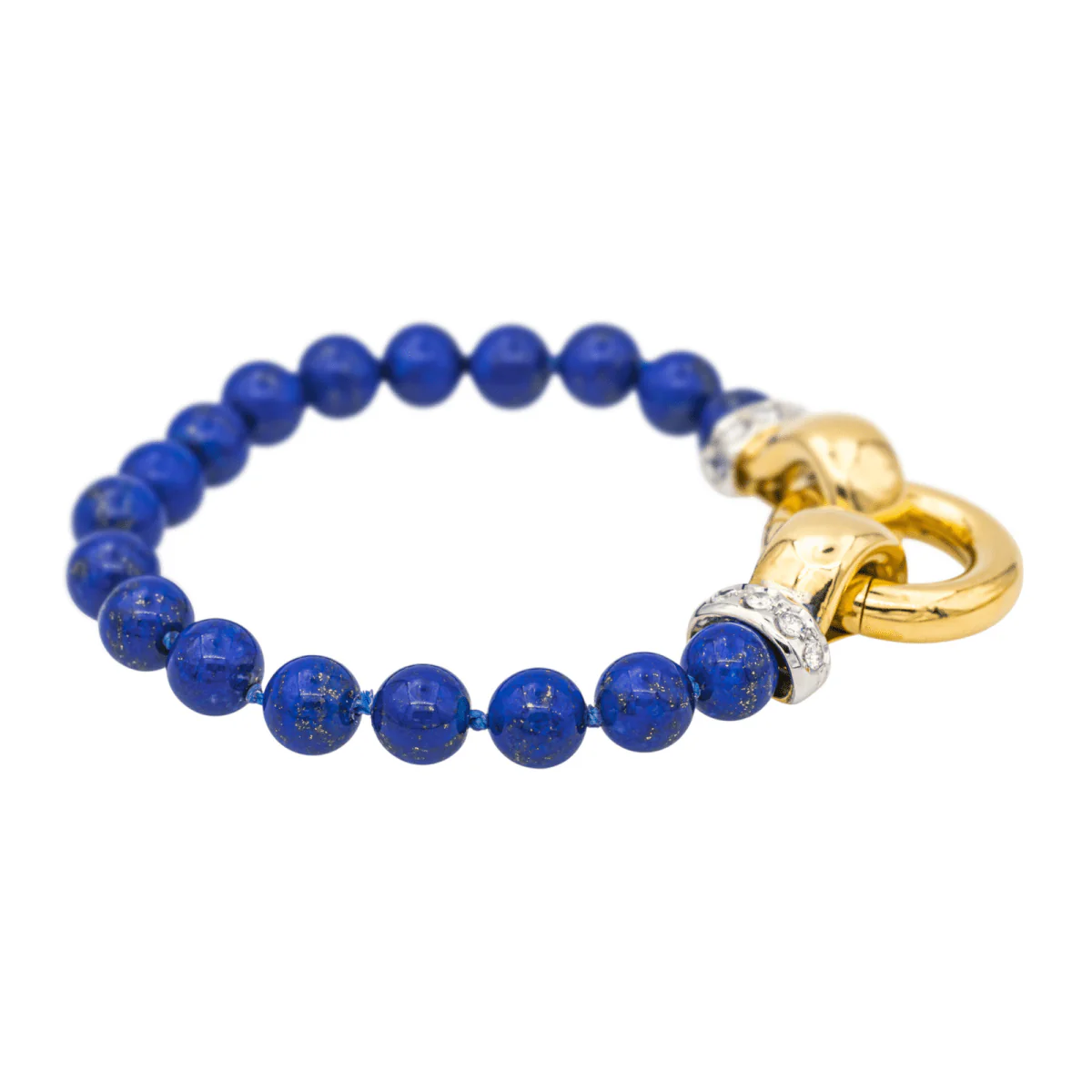 Bracelet Souple en or jaune, or blanc, lapis-lazuli et diamants - Image 5