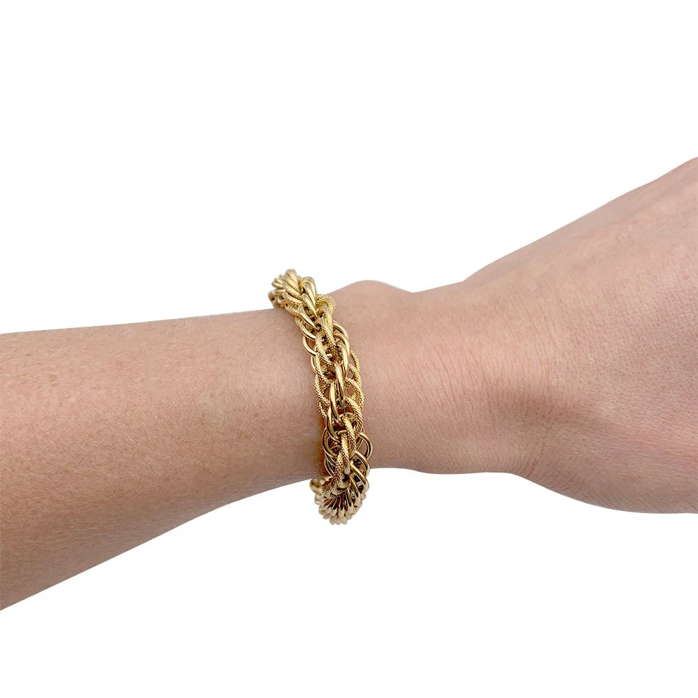 Bracelet or jaune maille fantaisie - Image 4