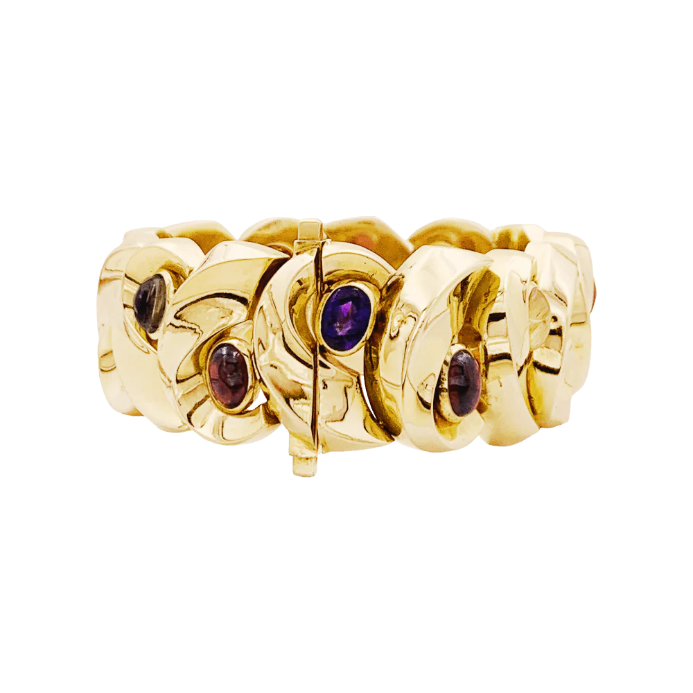 Bracelet Tank en or jaune, améthyste, grenats et quartz - Image 3