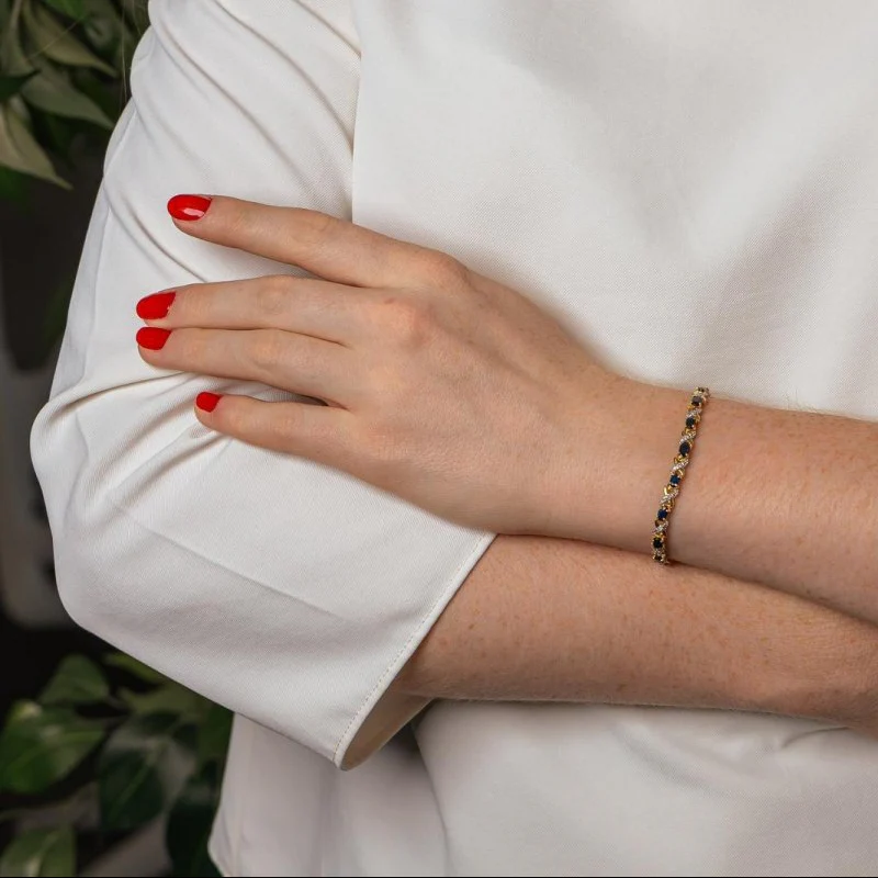 Bracelet Ligne en or jaune, saphirs et diamants - Image 2