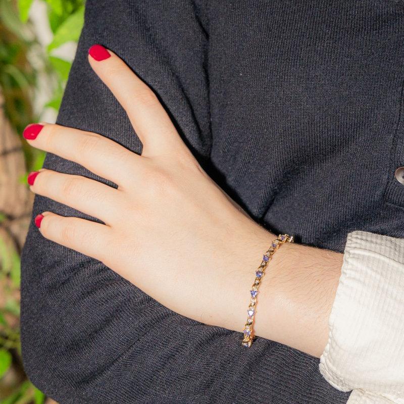 Bracelet en or jaune et tanzanite - Image 2