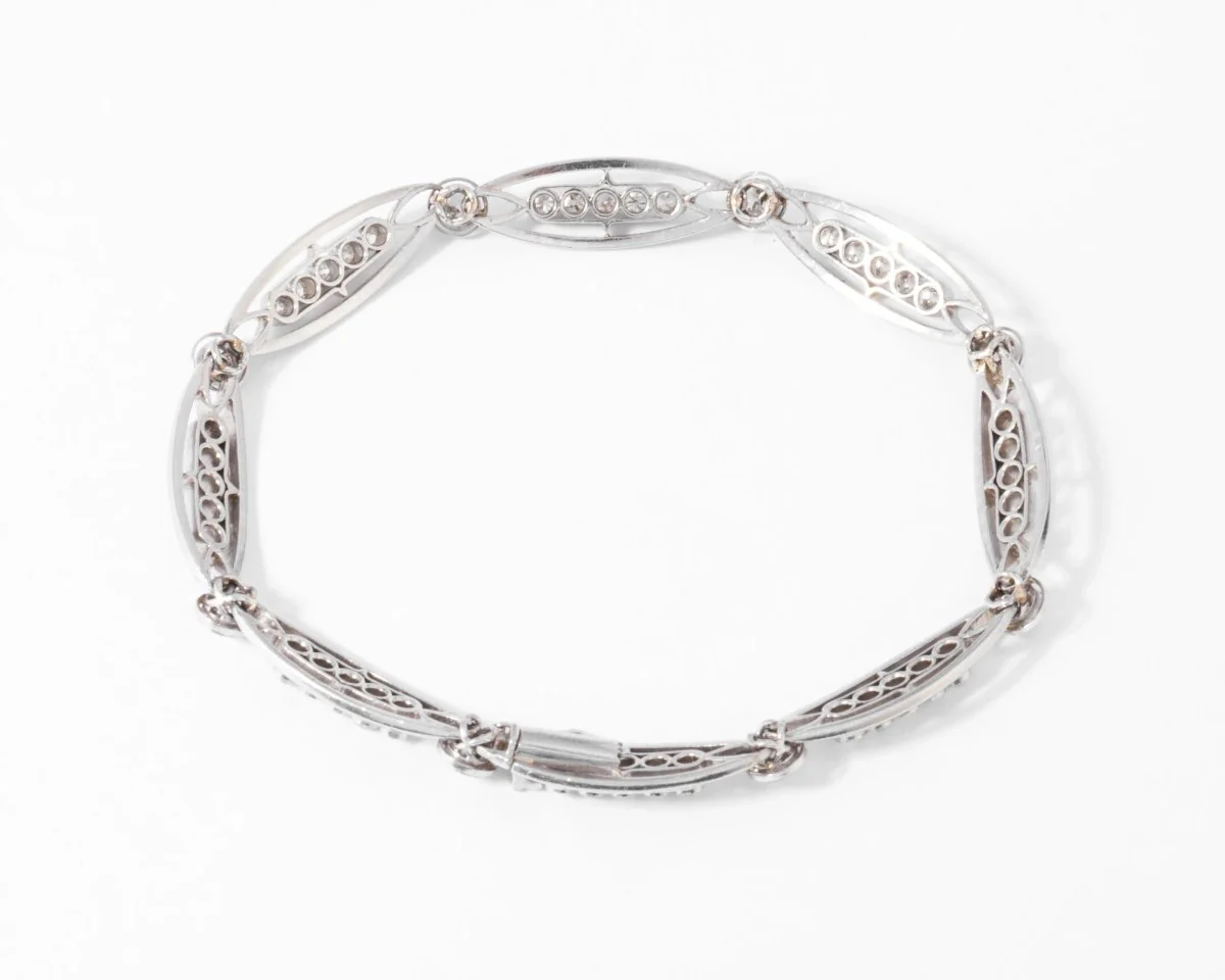 Bracelet or platine et et diamant formant des maillons ovales - Image 4