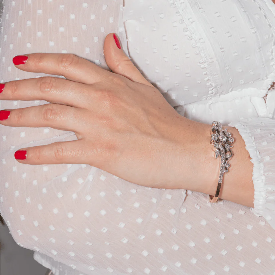 Bracelet Jonc en or rose et diamants - Image 2