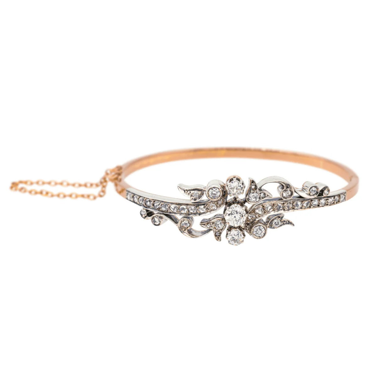 Bracelet Jonc en or rose et diamants - Image 3